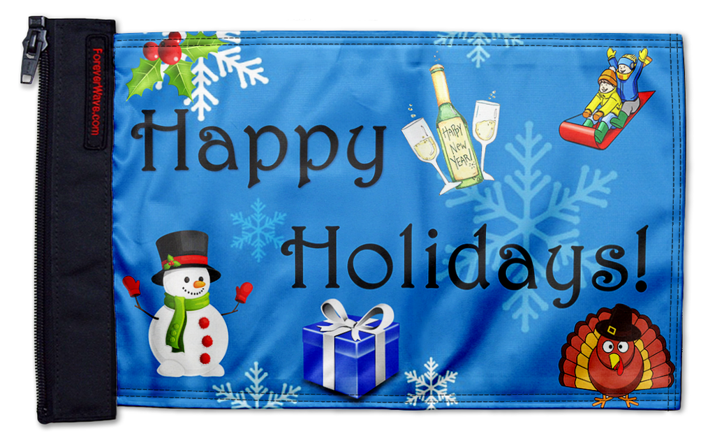 Happy Holidays 12"x18" Forever Wave Flag for Jeep Wrangler JL 2-Door 2018-Present