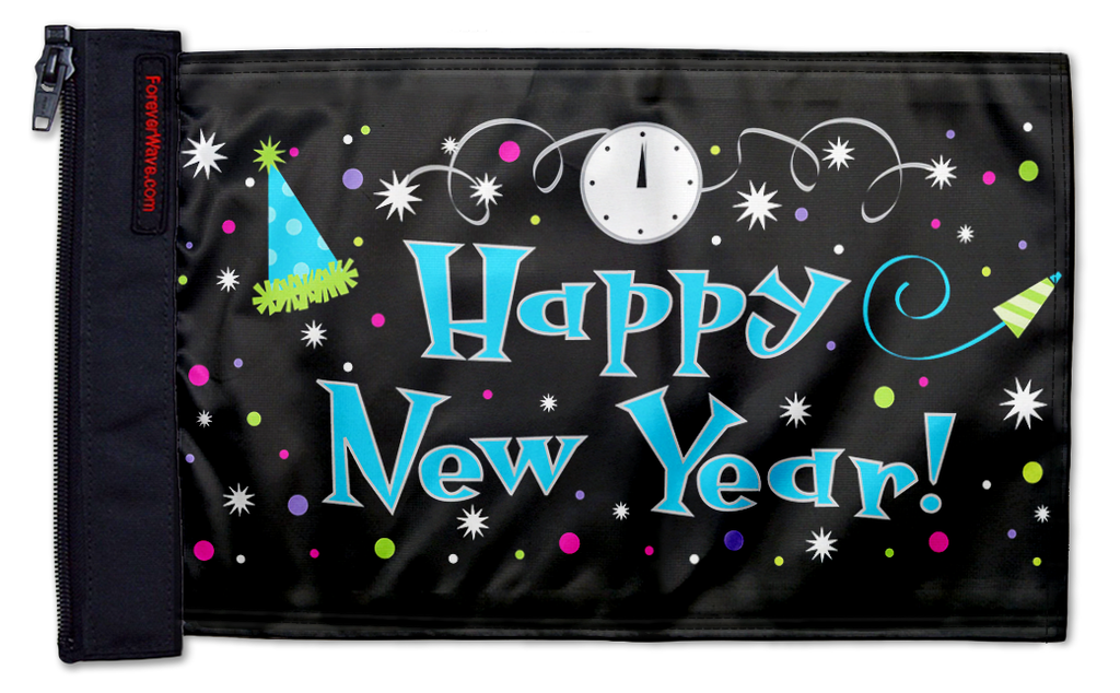 Happy New Year 12"x18" Forever Wave Flag for Jeep Wrangler CJ-7 and CJ-8 1976-1986