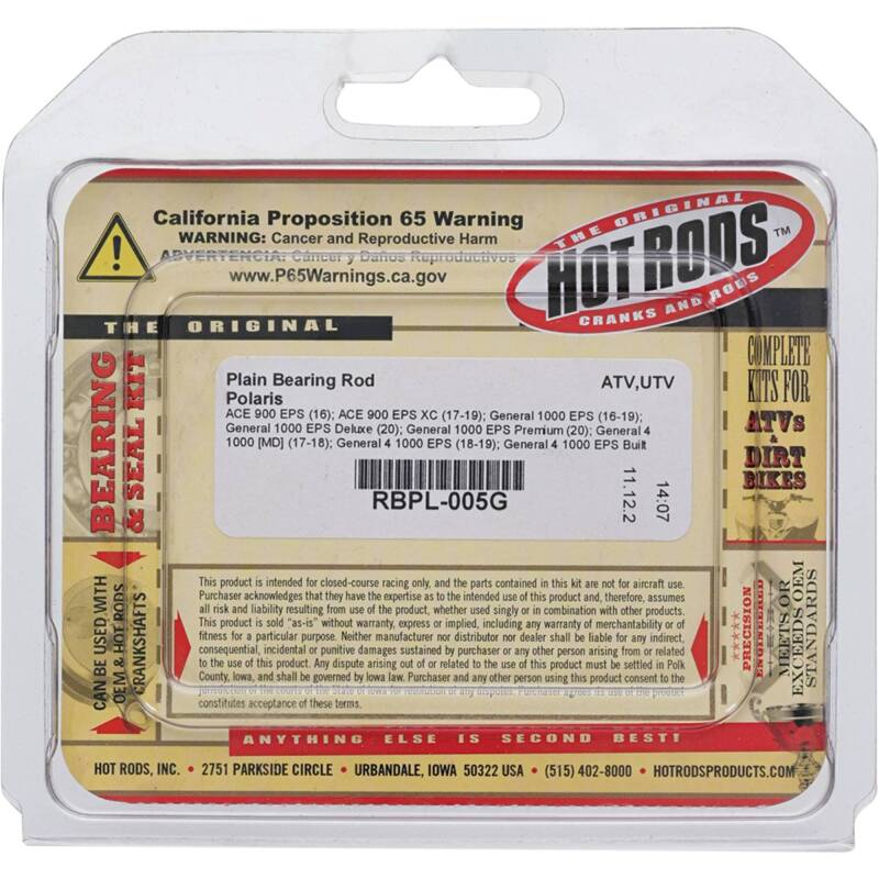 Hot Rods 2016 ACE 900 EPS/17-19 ACE 900 EPS XC Plain Bearing Rod