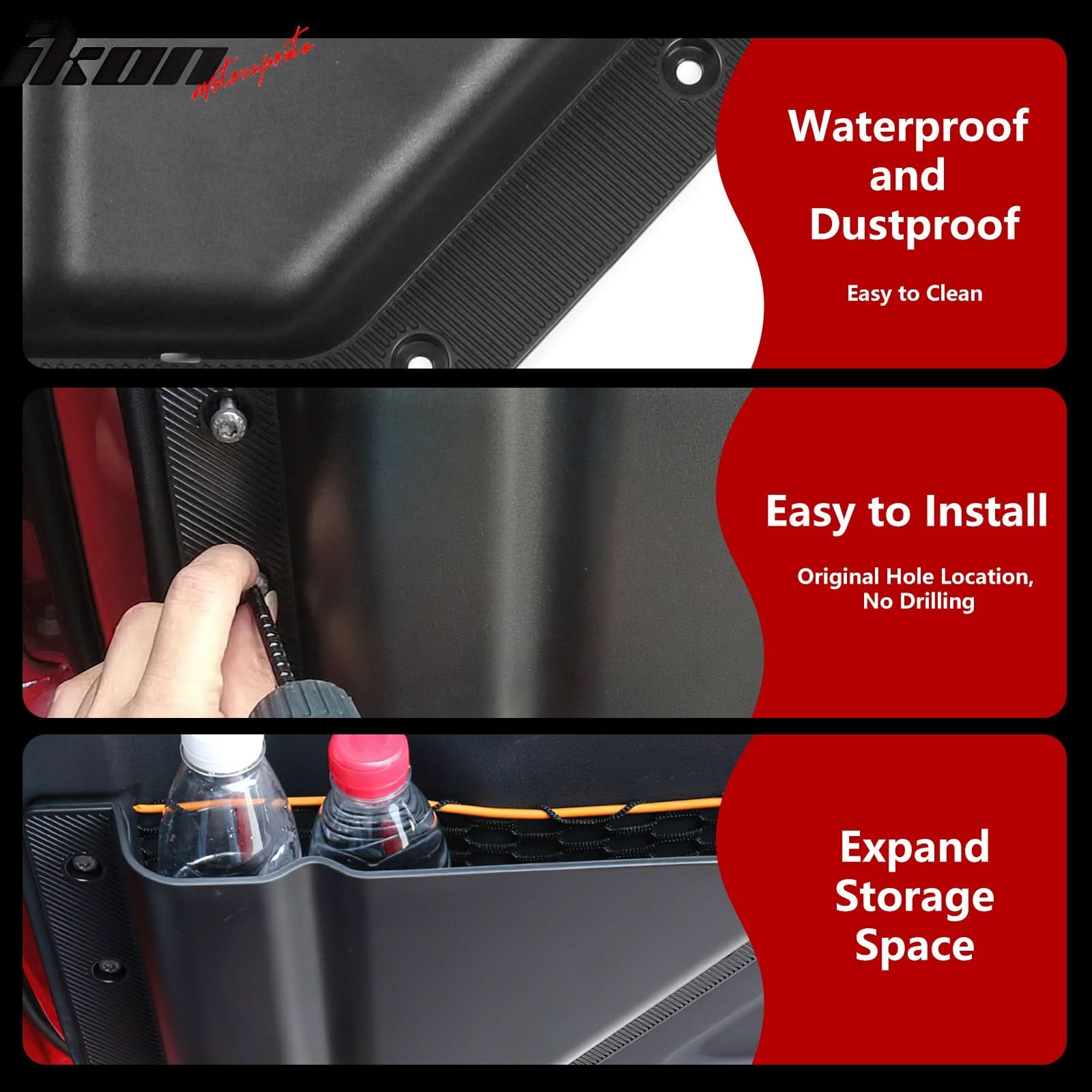 2021-2025 Ford Bronco 4-Door Black Door Storage Box TPE + ABS 4PCS