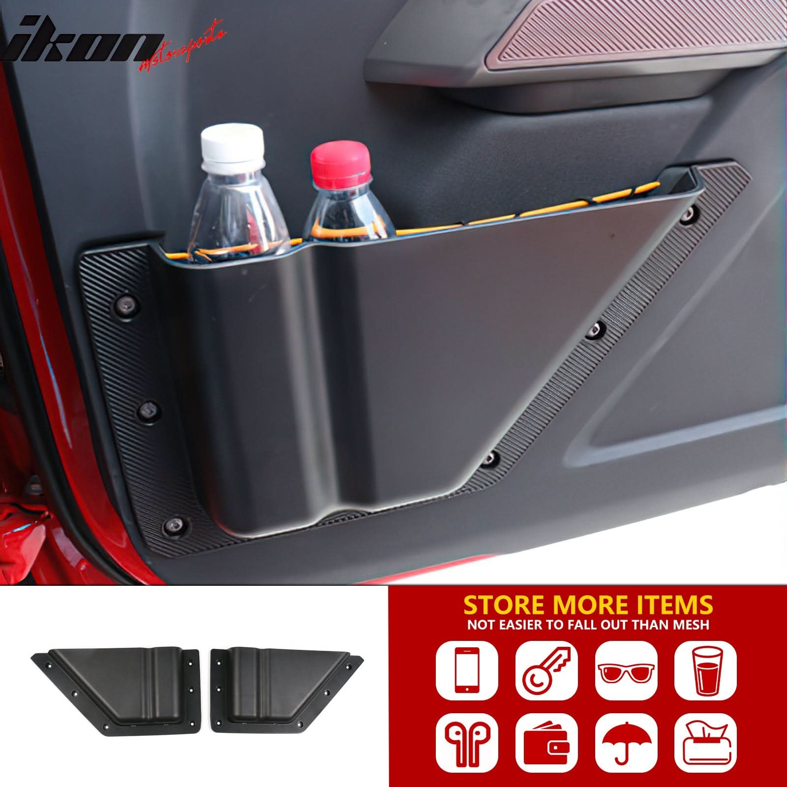 2021-2025 Ford Bronco 2/4 Dr Black Front Door Storage Box TPE+ABS 2PCS