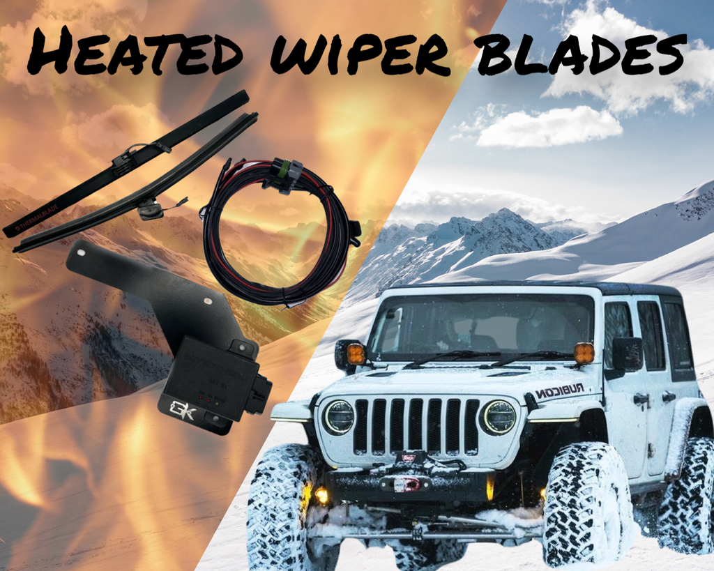 2018-2024 Jeep Wrangler JL and JT Heated Wiper Blades with Installation Brackets. By Gatekeeper Off-Road