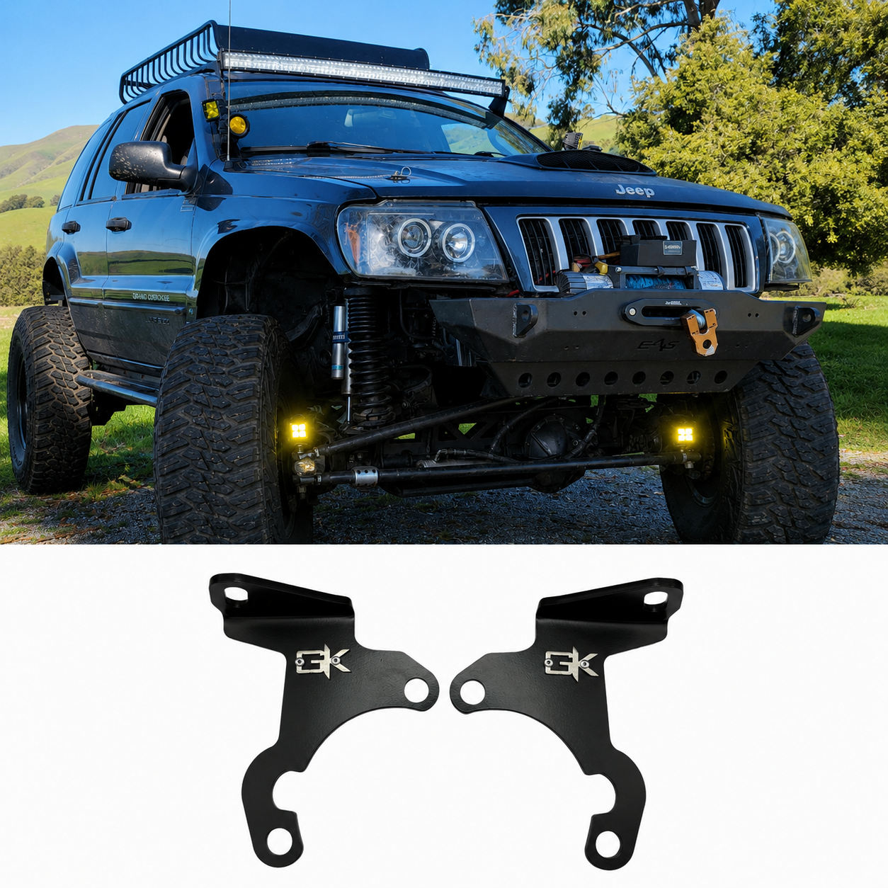 Jeep WJ Grand Cherokee Steerable Knuckle Pod Light Mounts (1999-2004) By Gatekeeper Off-Road