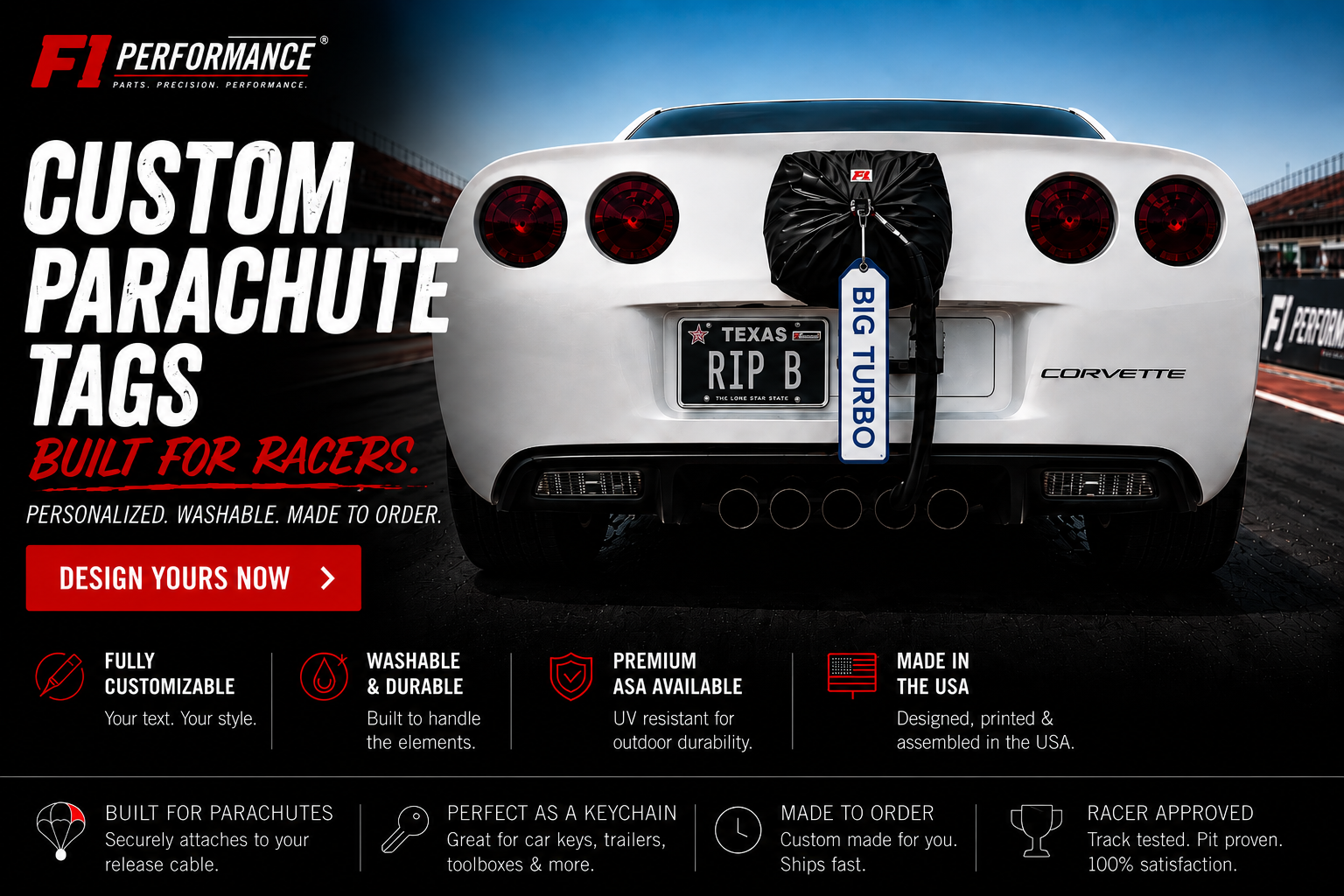 Custom Drag Racing Parachute Tag