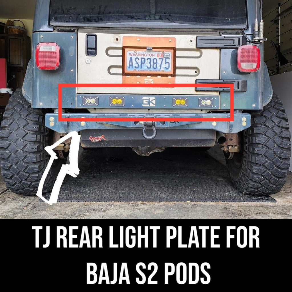 Baja S2 Rear Light Plate Mount for Jeep TJ Wrangler By Gatekeeper Off-Road
