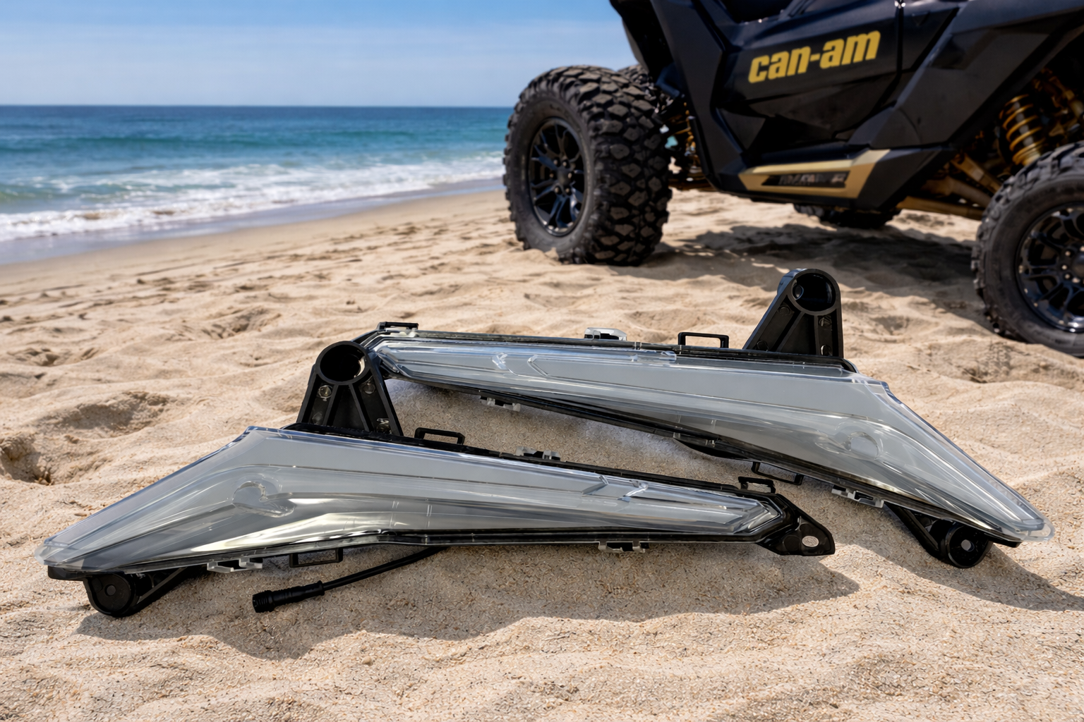 Marshin Whips Can-Am Maverick R RGBW LED Fang Lights | Bluetooth & Chasing Patterns