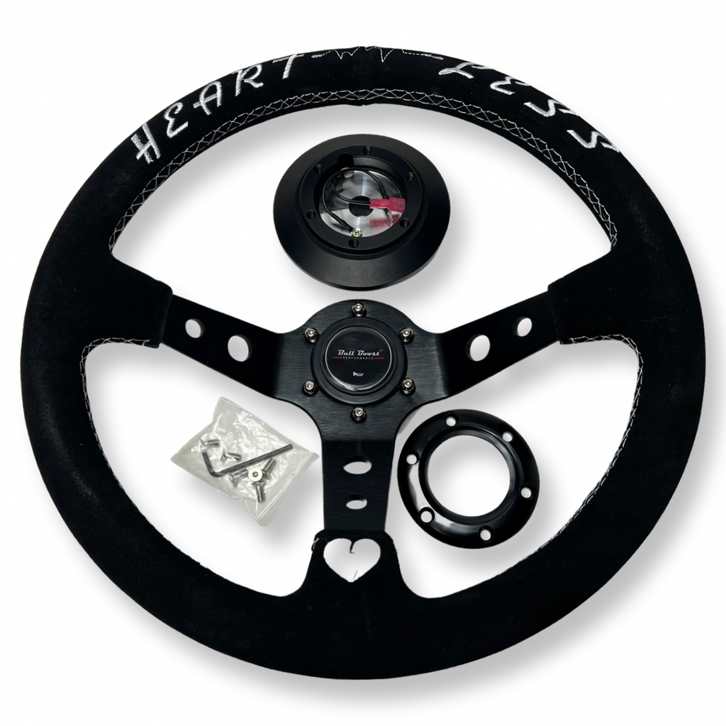 Heart 350mm Steering Wheel + Short Hub Adapter Kit For Mazda Miata RX-7 RX-8 MX-3 MX-6 - Bull Boost Performance