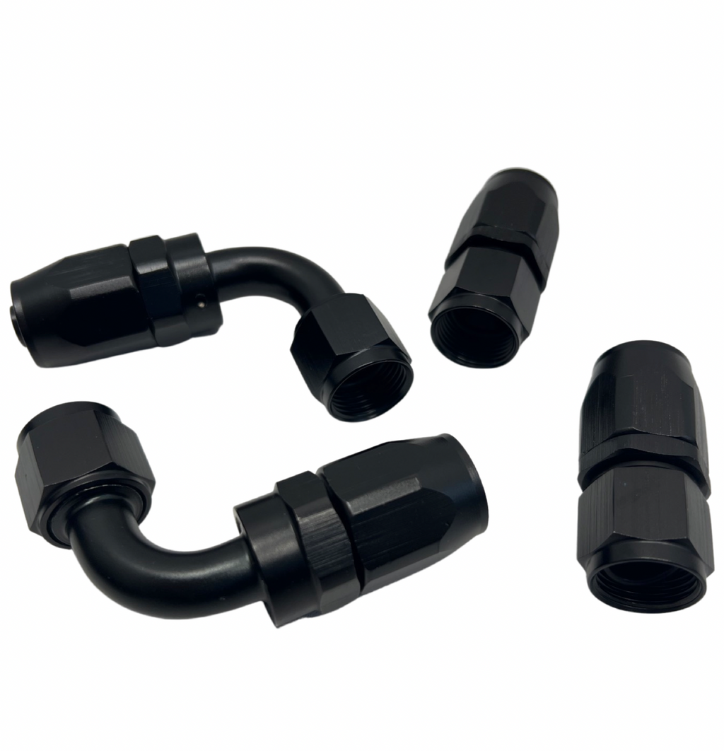 Pro Series Baffled 10AN Oil Catch Can Hose Kit and Fittings Universal AN10 Black - Bull Boost Performance
