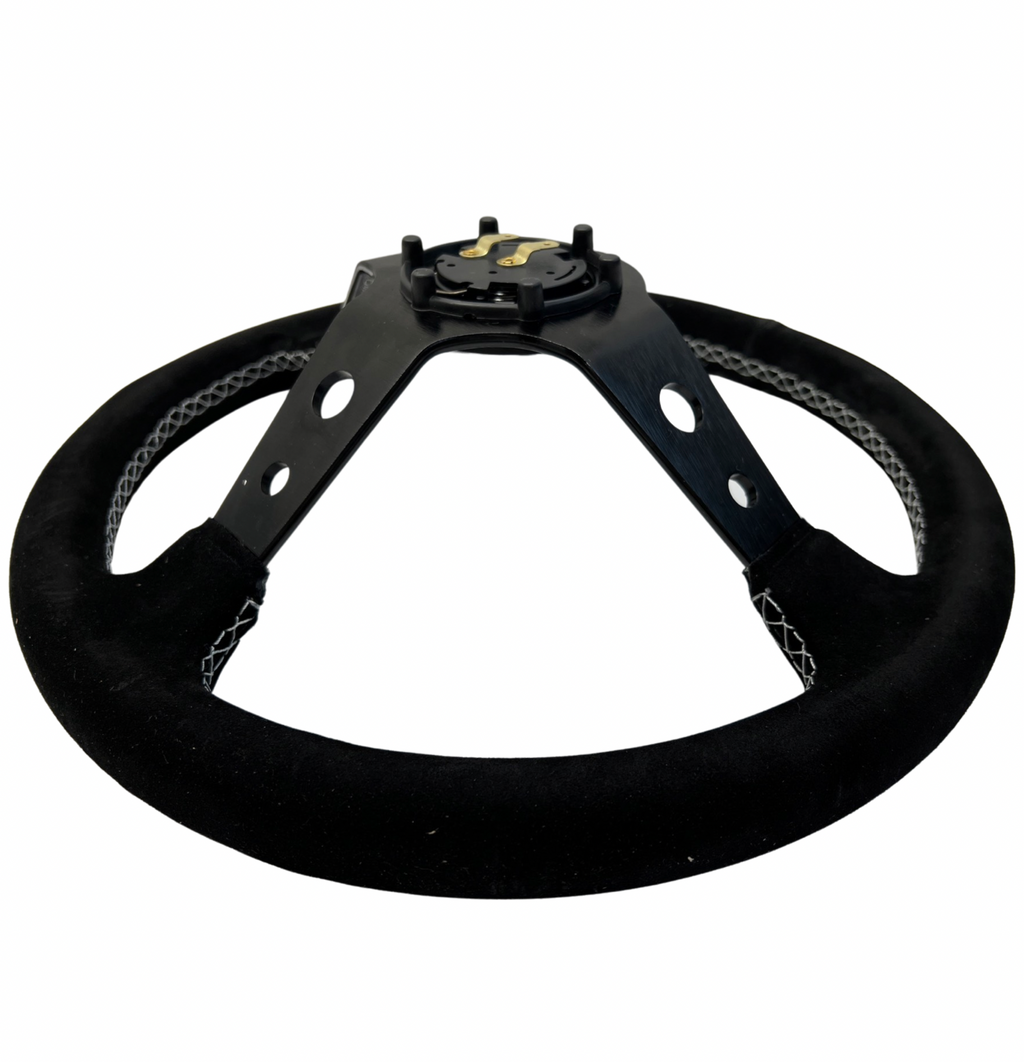 Suede Deep Dish Steering Wheel + Short Hub Adapter Kit For Cadillac Corvette Suburban Neon - Bull Boost Performance