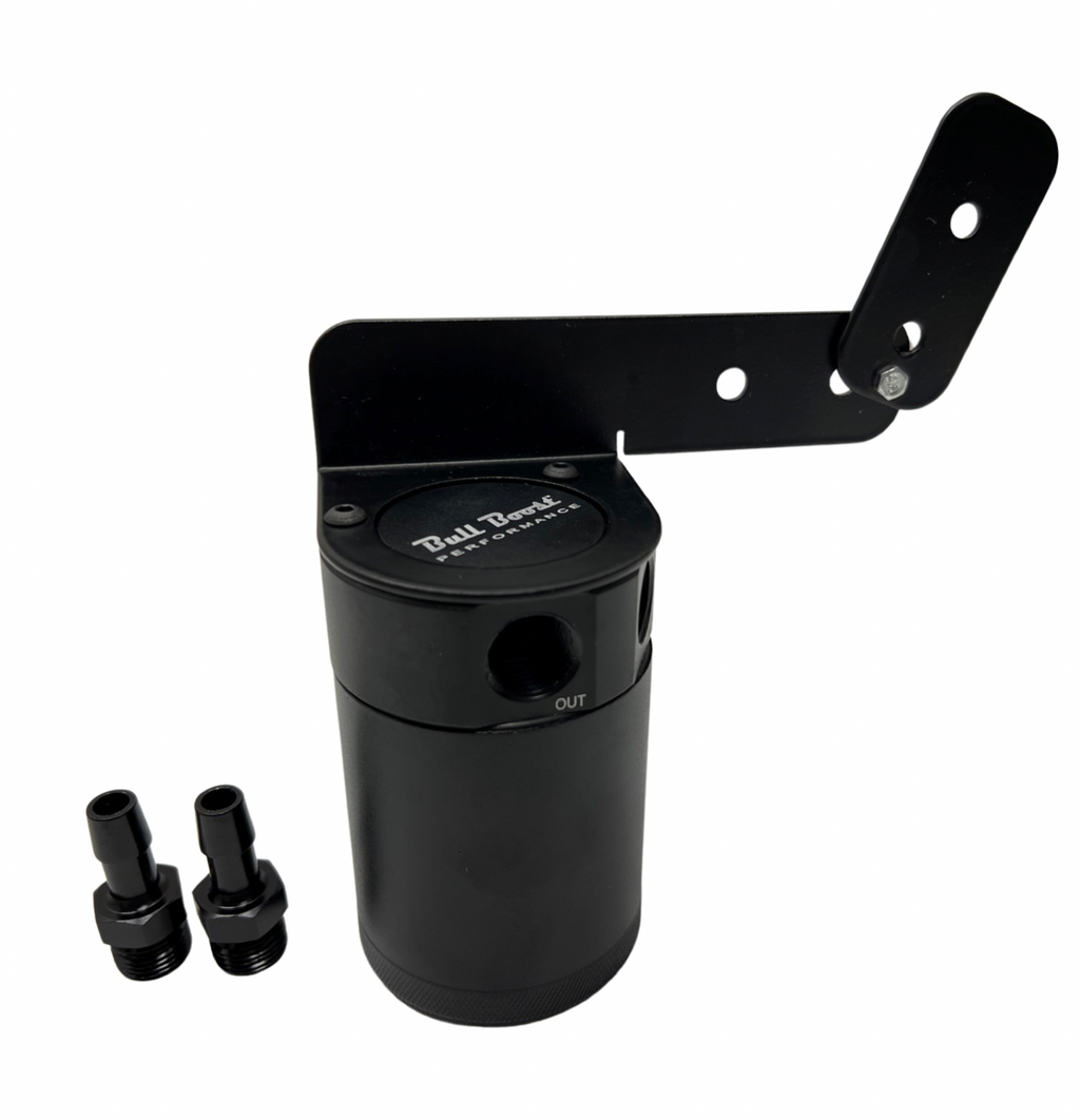 Universal Performance Oil Catch Can 2 Port -6AN + Adjustable Mounting Bracket Kit Turbo V2 - Bull Boost Performance