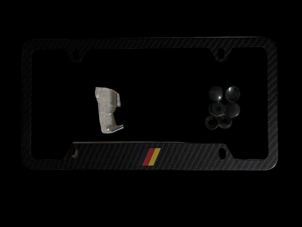 DAS MOTOR HAUS Carbon Fiber License Plate Frame with German Flag emblem