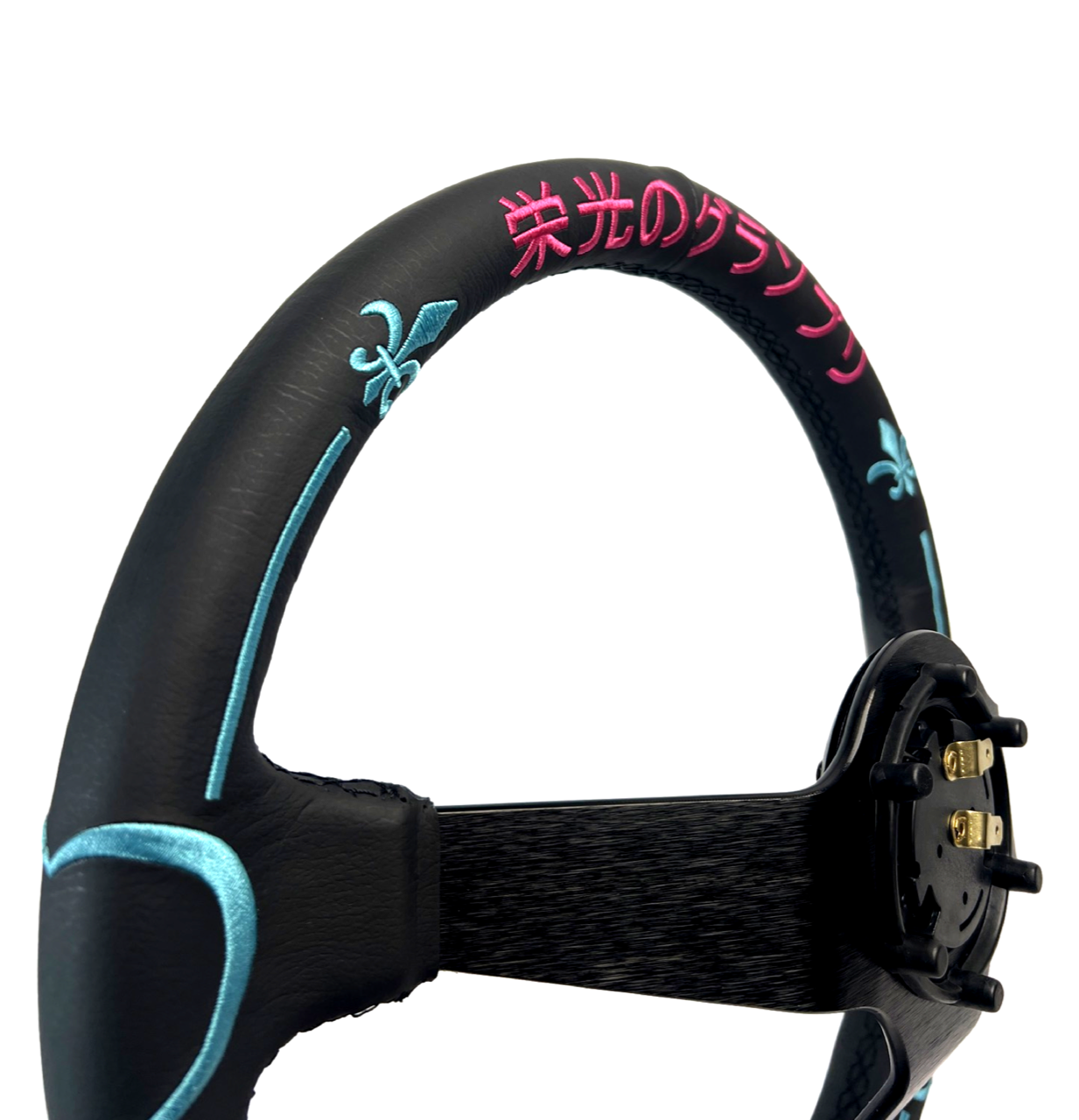 Leather 350mm Steering Wheel + Short Hub Adapter for 83-04 Ford Mustang / 89-92 Ford Ranger - Bull Boost Performance