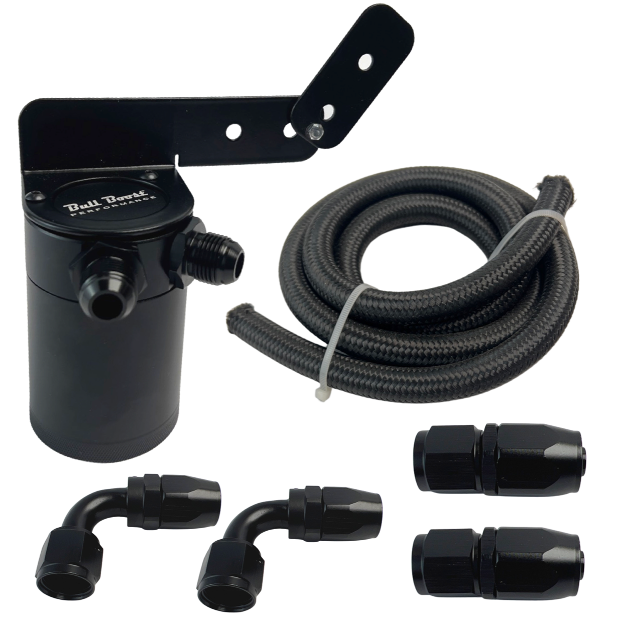Universal Performance Oil Catch Can 2 Port -10AN + Adjustable Mounting Bracket Kit Turbo V2 - Bull Boost Performance