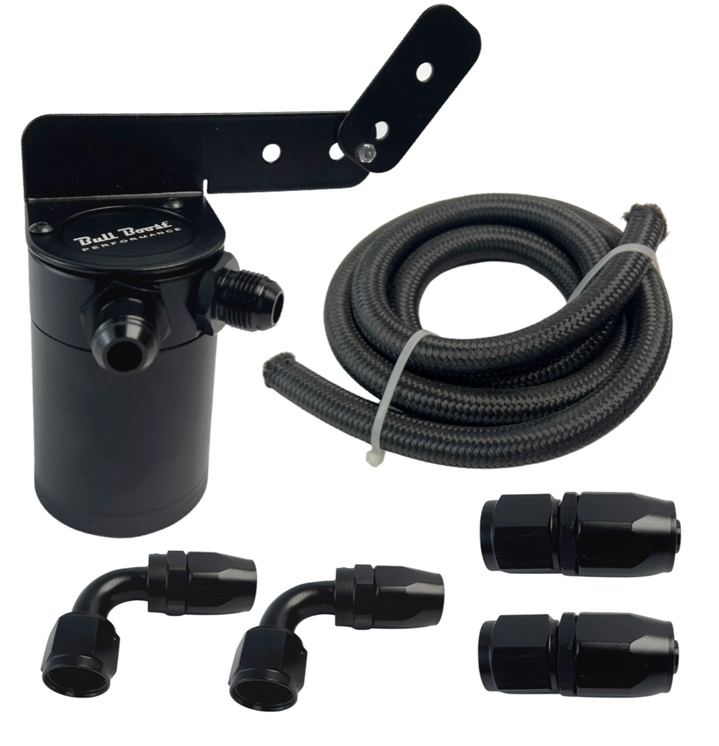 Universal Performance Oil Catch Can 2 Port -8AN + Adjustable Mounting Bracket Kit Turbo V2 - Bull Boost Performance