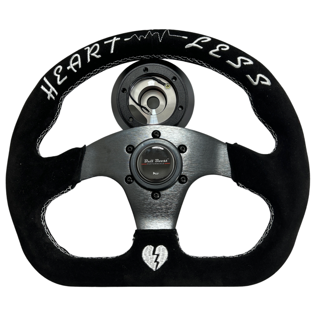 Quadro Flat Suede Steering Wheel + Short Hub Adapter Kit For Toyota Camry Corolla - Bull Boost Performance