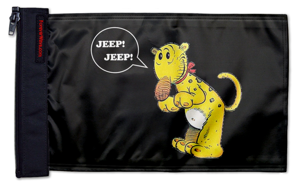 Eugene The Jeep 12"x18" Forever Wave Flag for Golf Carts