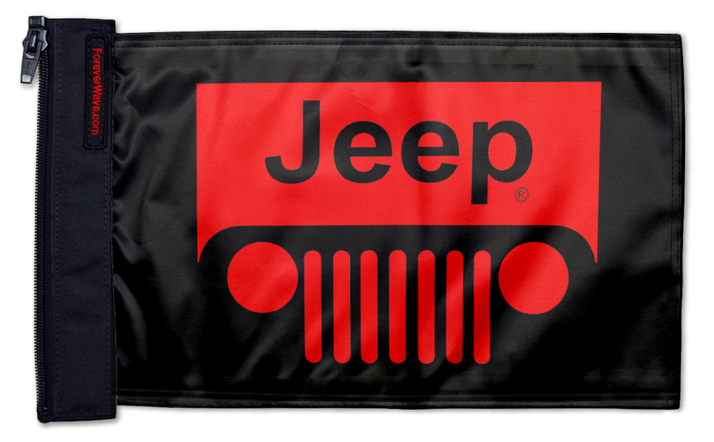 Jeep Grill 12"x18" Forever Wave Flag for Jeep Wrangler JLU 4-Door 2018-Present
