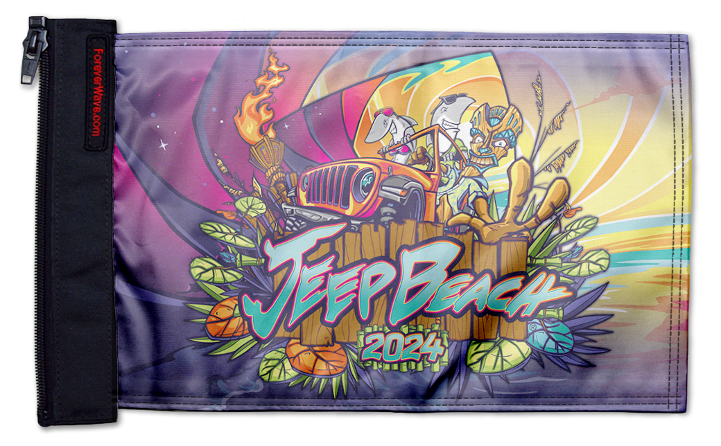 Jeep Beach 2024 12"x18" Forever Wave Flag for Golf Carts