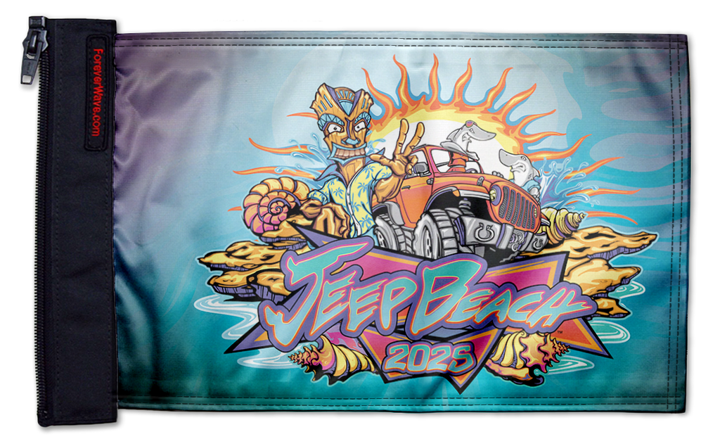 Jeep Beach 2025 12"x18" Forever Wave Flag for Boats