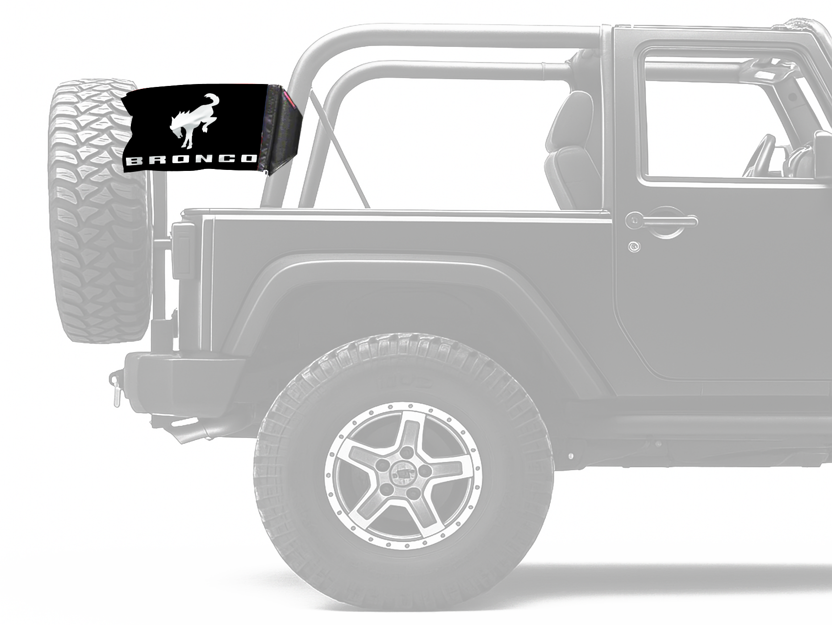 Bucking Bronco 12"x18" Forever Wave Flag for Jeep Wrangler JK 2-Door 2007-2018