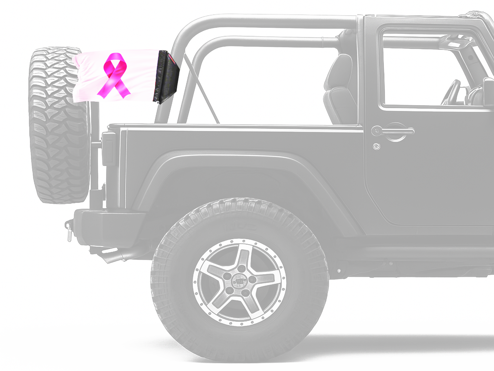 Pink Ribbon 12"x18" Forever Wave Flag for Jeep Wrangler TJ 1996-2006