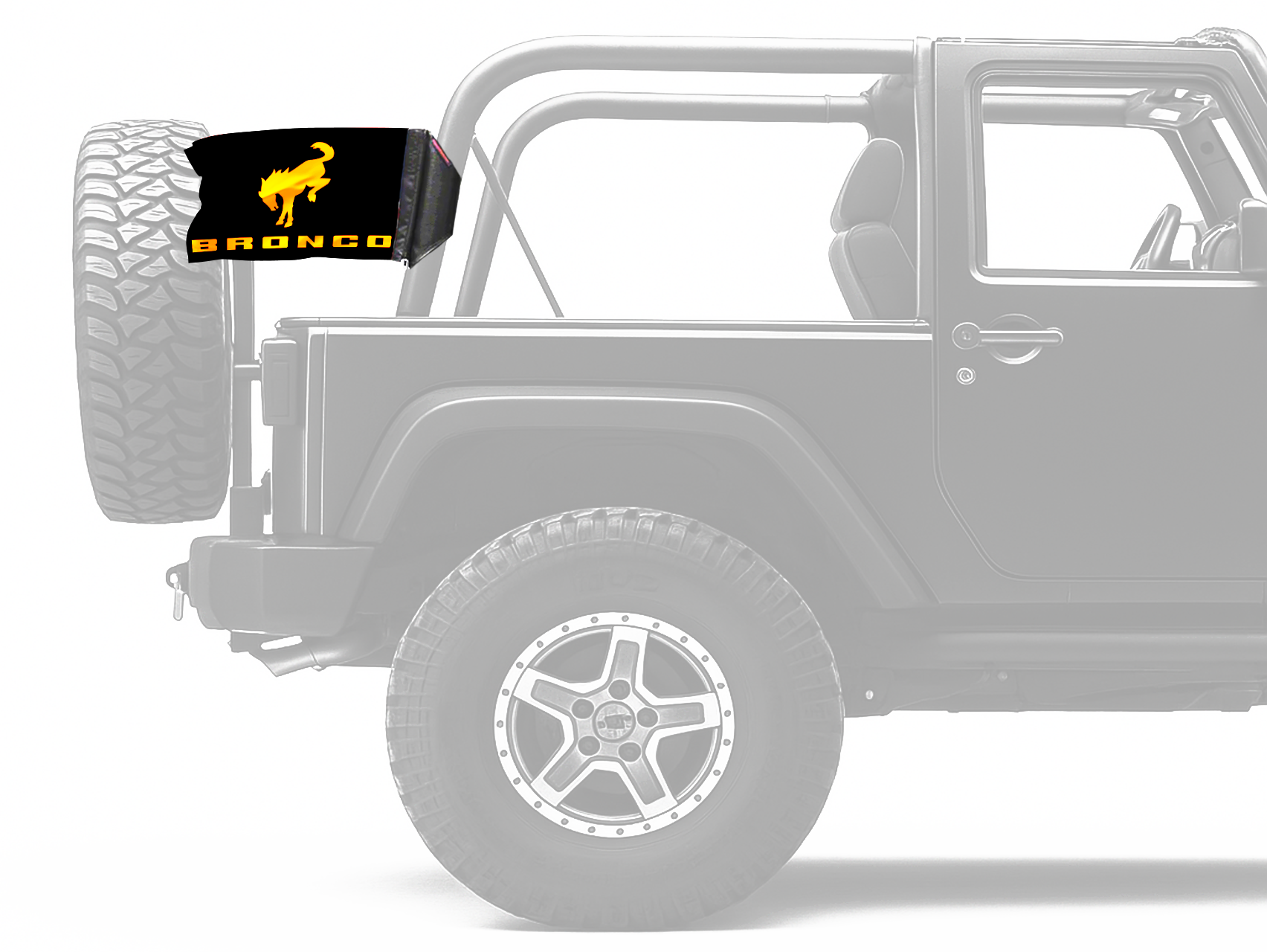 Bucking Bronco 12"x18" Forever Wave Flag for Jeep Wrangler JK 2-Door 2007-2018