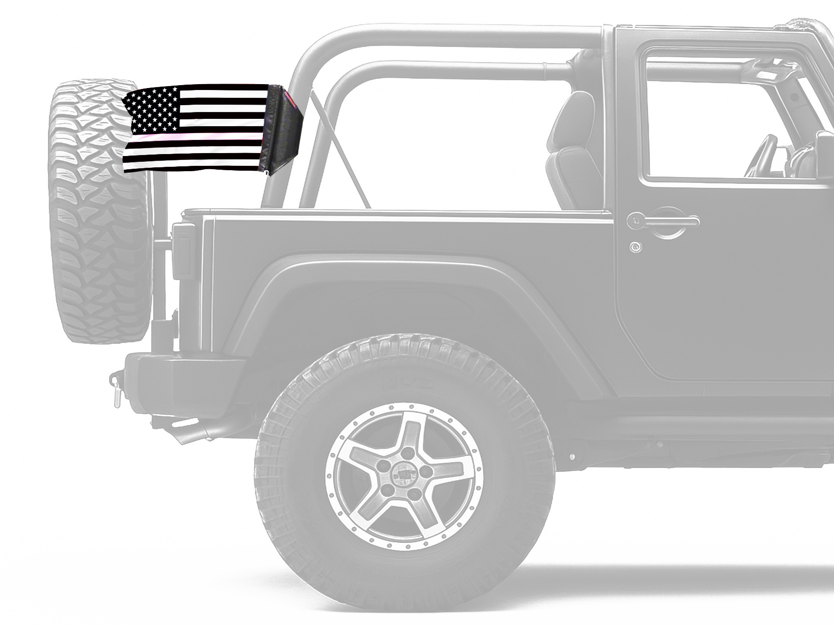 USA Subdued Thin Pink Line 12"x18" Forever Wave Flag for Jeep Wrangler JK 2-Door 2007-2018