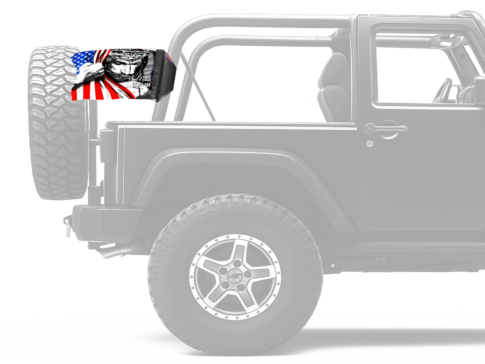 One Nation 12"x18" Forever Wave Flag for Jeep Wrangler CJ-7 and CJ-8 1976-1986