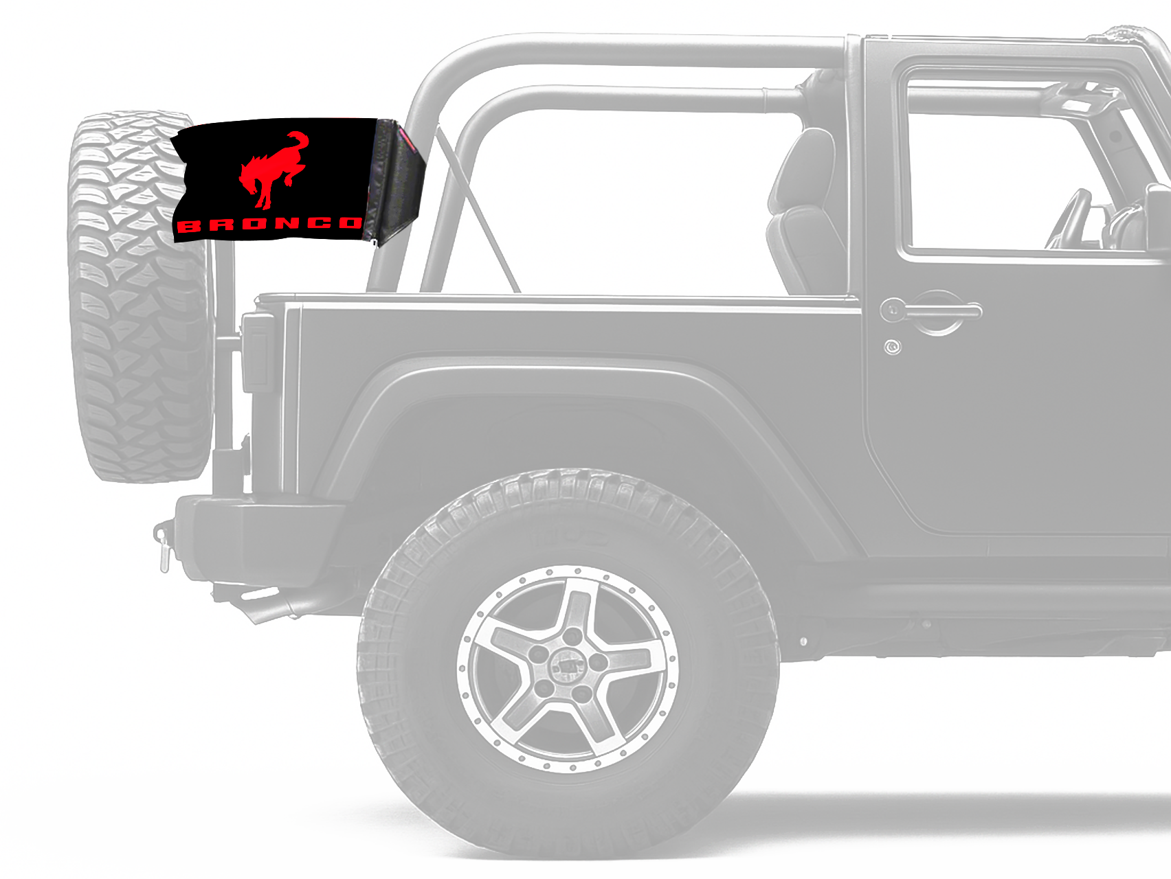 Bucking Bronco 12"x18" Forever Wave Flag for Jeep Wrangler JKU 4-Door 2007-2018