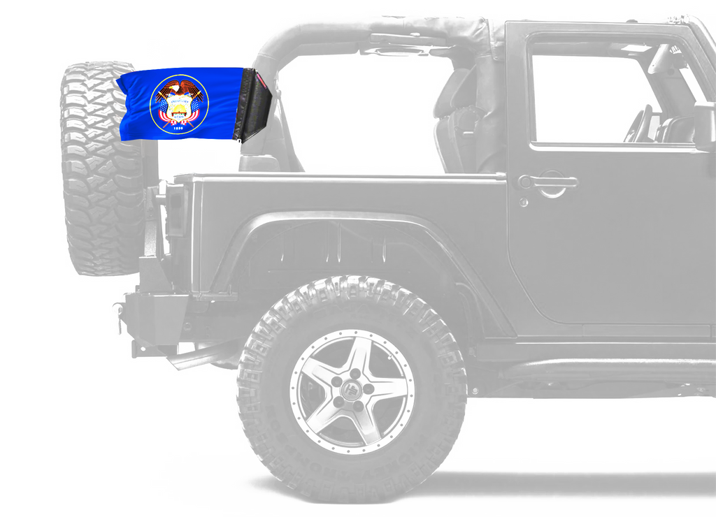 State Flag Utah "Old Style" 12"x18" Forever Wave Flag for Jeep Wrangler JKU 4-Door 2007-2018