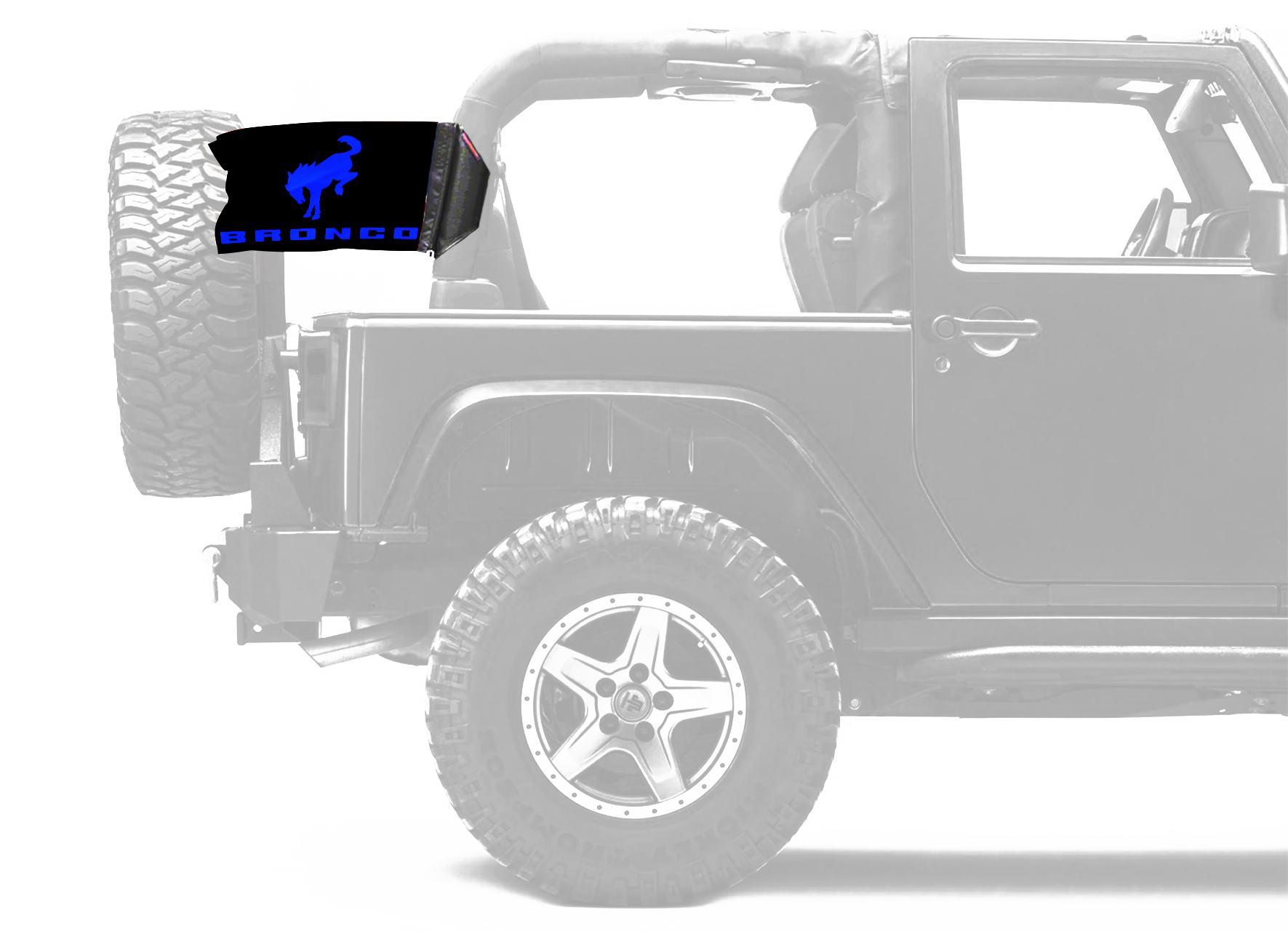 Bucking Bronco 12"x18" Forever Wave Flag for Jeep Wrangler JKU 4-Door 2007-2018