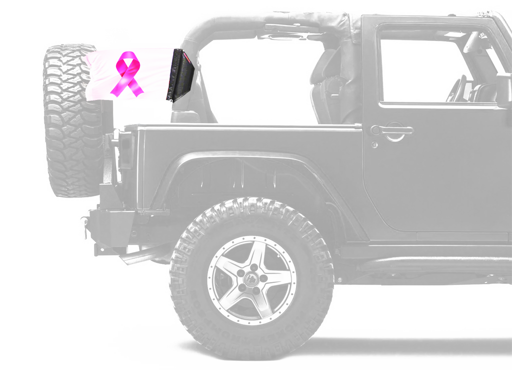 Pink Ribbon 12"x18" Forever Wave Flag for Jeep Wrangler TJ 1996-2006