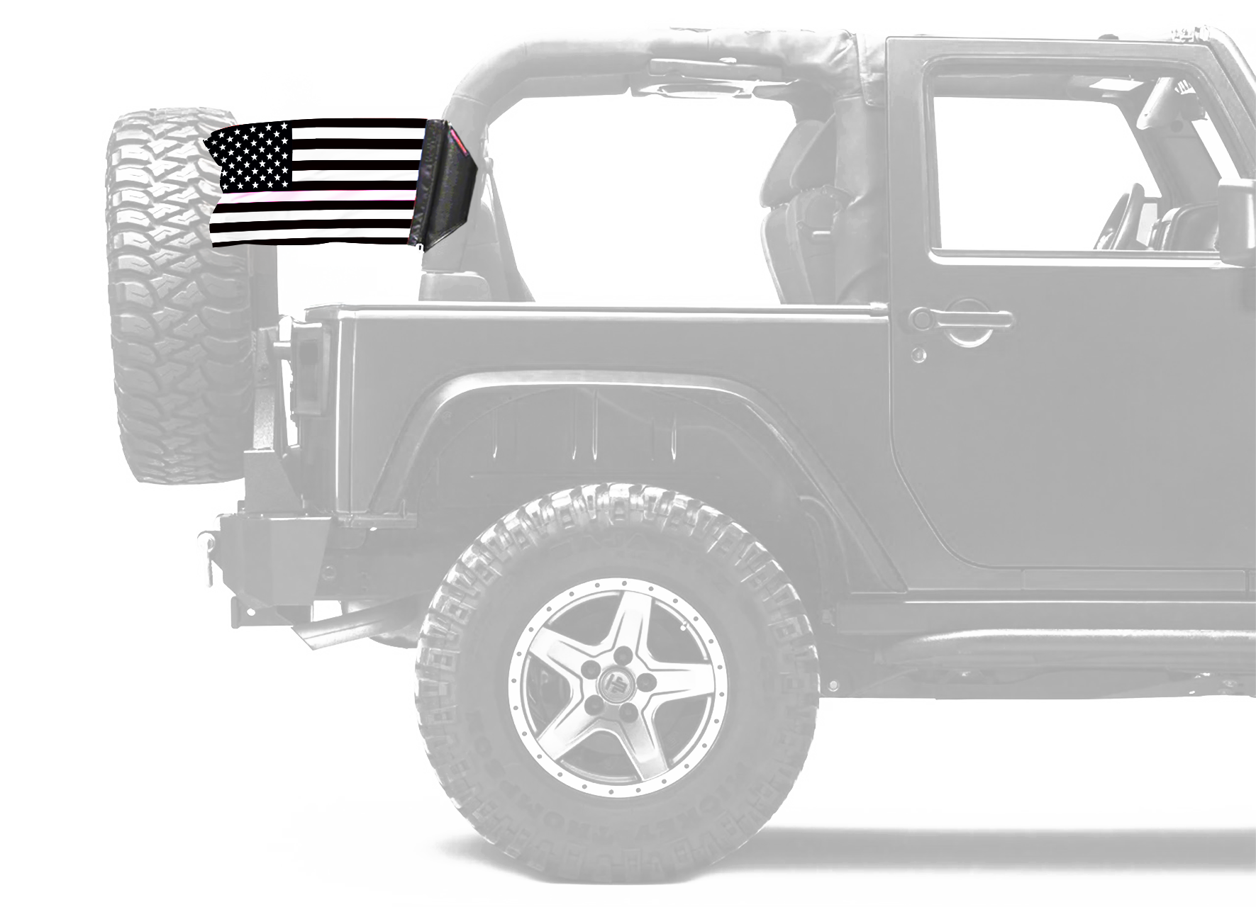USA Subdued Thin Pink Line 12"x18" Forever Wave Flag for Jeep Wrangler LJ 2003-2006