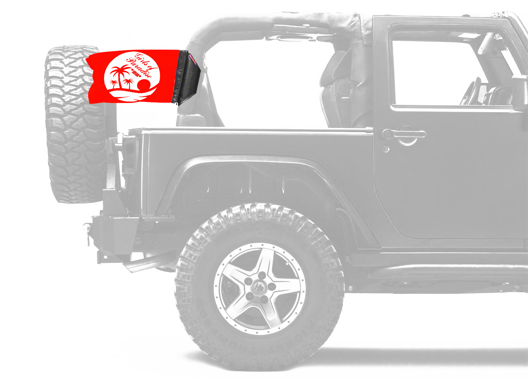 Girls Of Paradise 12"x18" Forever Wave Flag for Jeep Wrangler JKU 4-Door 2007-2018