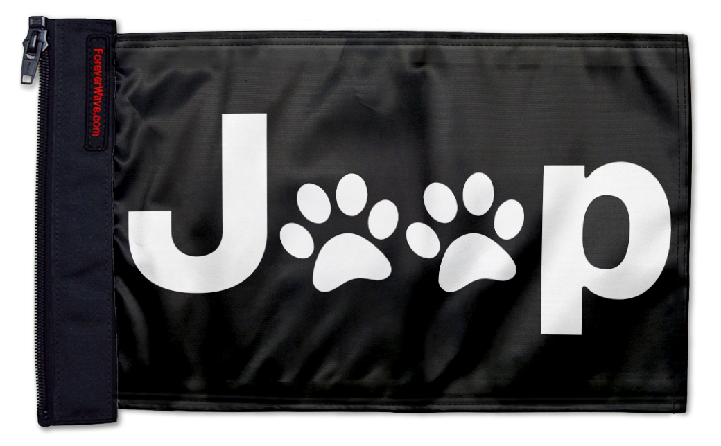 Jeep Paws 12"x18" Forever Wave Flag for Golf Carts