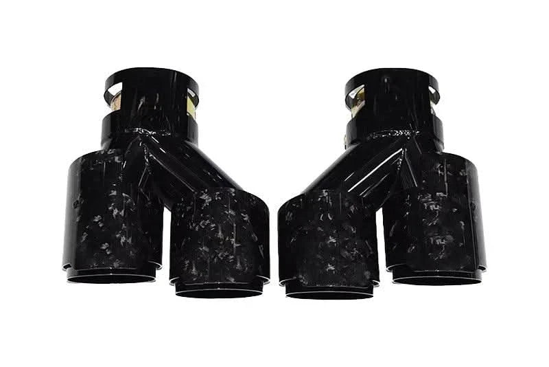 BMW 2/3/4 Series G42 G20/G21 G23 Black Stainless Steel Forged Carbon Fiber Dual Muffler Tip (2019+)
