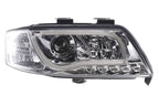 Audi A6 (C5 4B) Chrome LED Headlights with Daytime Running Lights (1997-2001) - With R87 approval