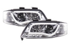 Audi A6 (C5 4B) Chrome LED Headlights with Daytime Running Lights (1997-2001)