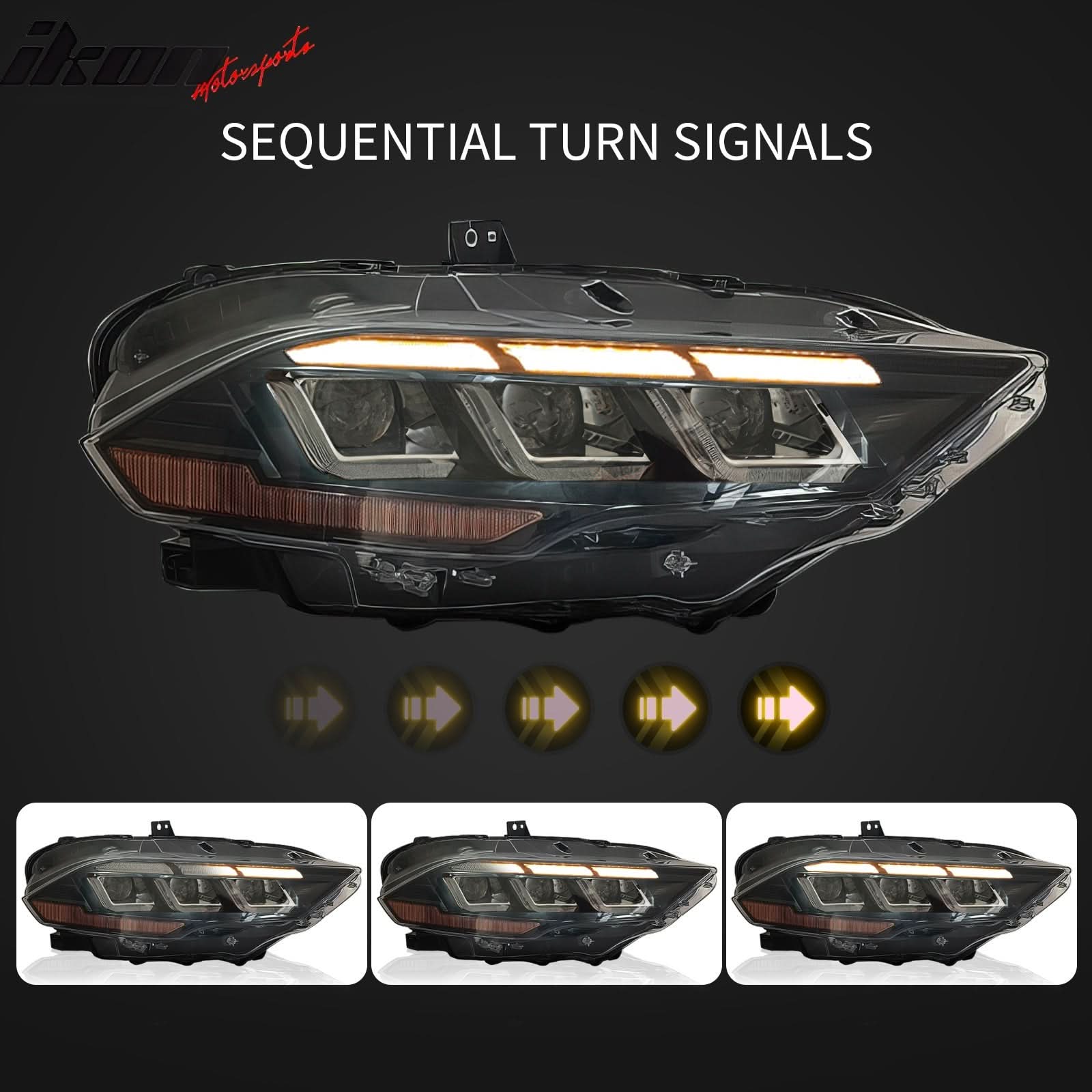 2018-2023 Ford Mustang EcoBoost GT V6 2024 Style Switchback Headlights