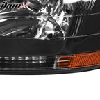 1998-2002 Honda Accord 2DR 4DR Black Driving Headlights Head Lamps