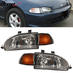 1992-1995 Honda Civic Amber JDM Pair Glass Lens Driving Lamp Headlight