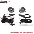 2011-2017 Toyota Sienna Chrome Housing Clear Len Fog Light & Covers
