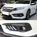 2016-2018Â Honda Civic Fog Lights Cover Eye Lid Trim Carbon Fiber Print