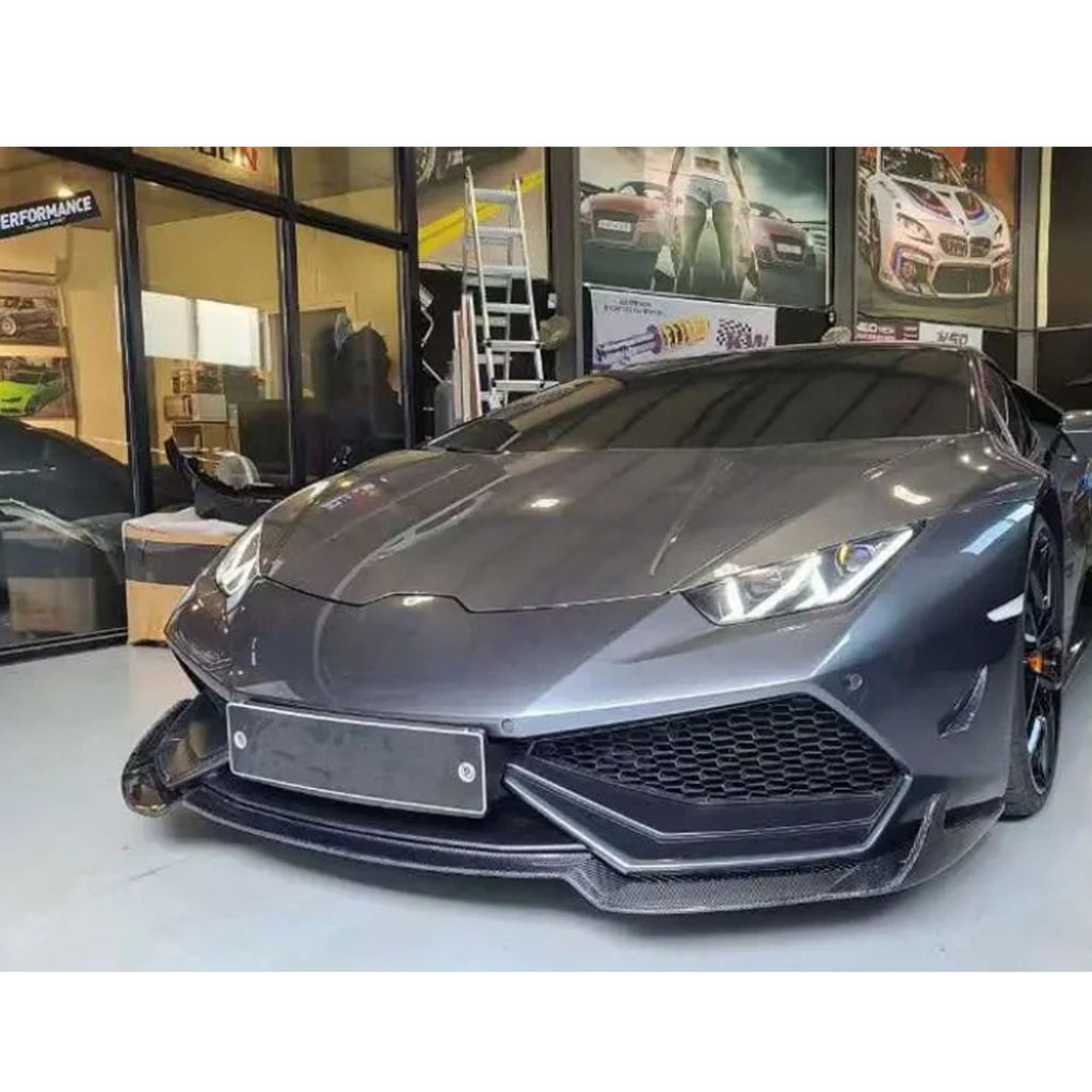 R Style Carbon Fiber Front Lip for Lamborghini Huracan LP580 LP600 LP610 - Bull Boost Performance