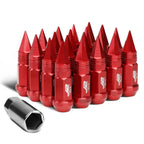 Spiked Cap Lug Nuts 20pc Set M12x1.5 80mm Aluminum Red