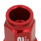 Aluminum Open-End Lug Nuts 40MM M12X1.5 Red 20PCS w/ Adapter