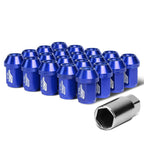 Universal Aluminum Close-End Lug Nuts 35MM M12X1.25 20PCS w/ Adapter Blue