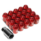 Aluminum Close-End Lug Nuts 35MM M12X1.25 Red 20PCS w/ Adapter