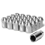 Aluminum Close-End Lug Nuts 35MM M12X1.5 20PCS w/ Adapter Silver