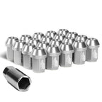 Aluminum Close-End Lug Nuts 35MM M12X1.5 20PCS w/ Adapter Silver